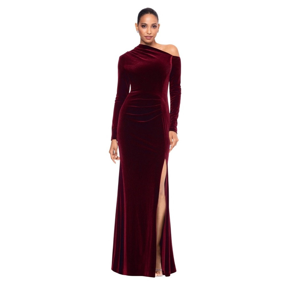 Betsy And Adam Annette Long Sleeve Velvet Dress Size 18W‎ NWT Holiday Burgundy